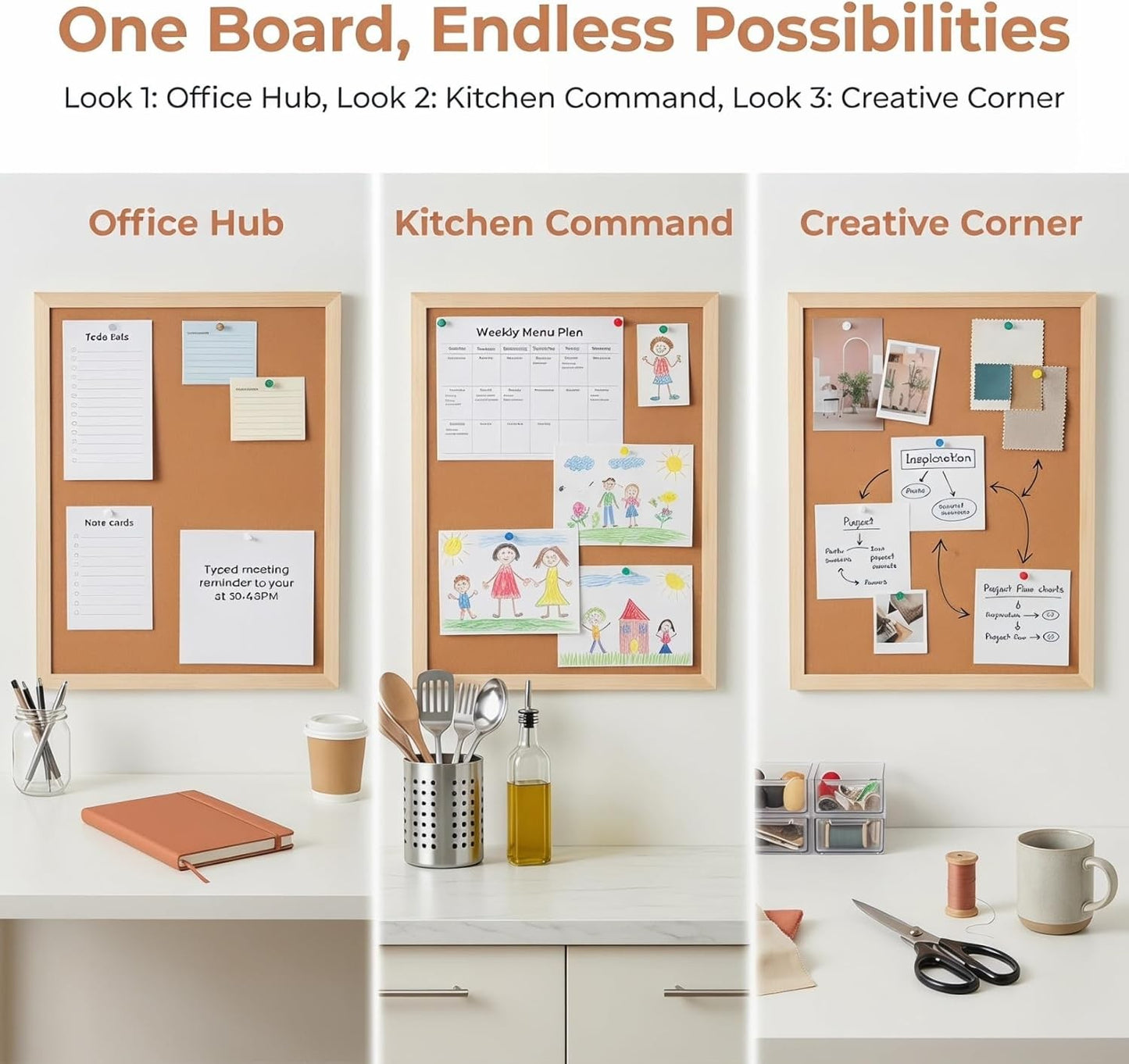Cork Bulletin Board 15.7x11.8in – Thick Cork Surface Prevents Crumbling