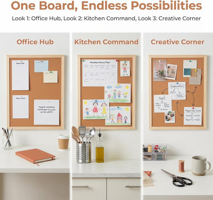 Cork Bulletin Board 15.7x11.8in – Thick Cork Surface Prevents Crumbling