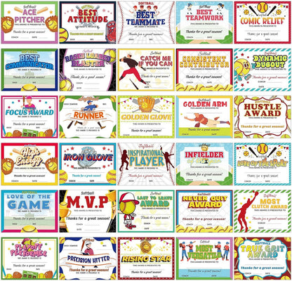 94Pcs Student of Award Certificates End of School Random style shipping Softball