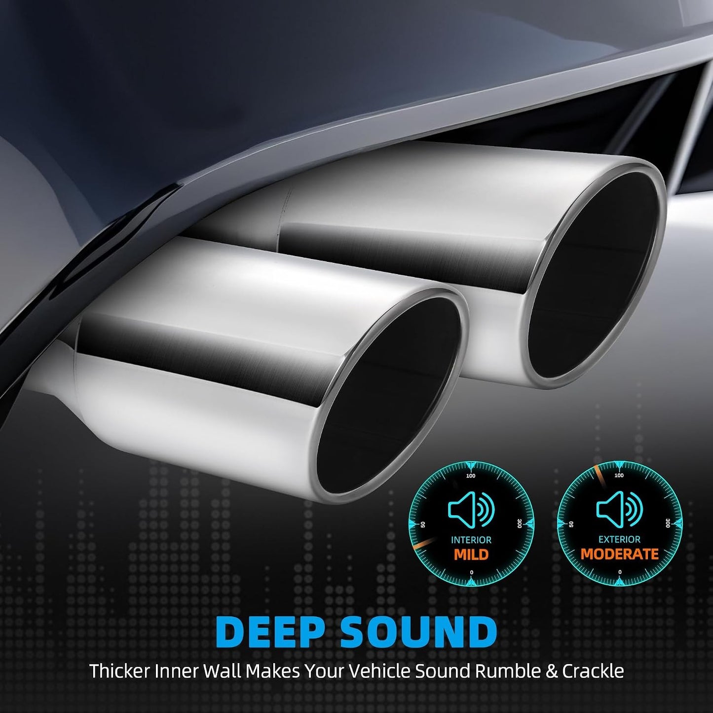 2.5" Inlet Universal Diesel Truck Exhaust Tip, 4in Outlet x 9in Overall Length