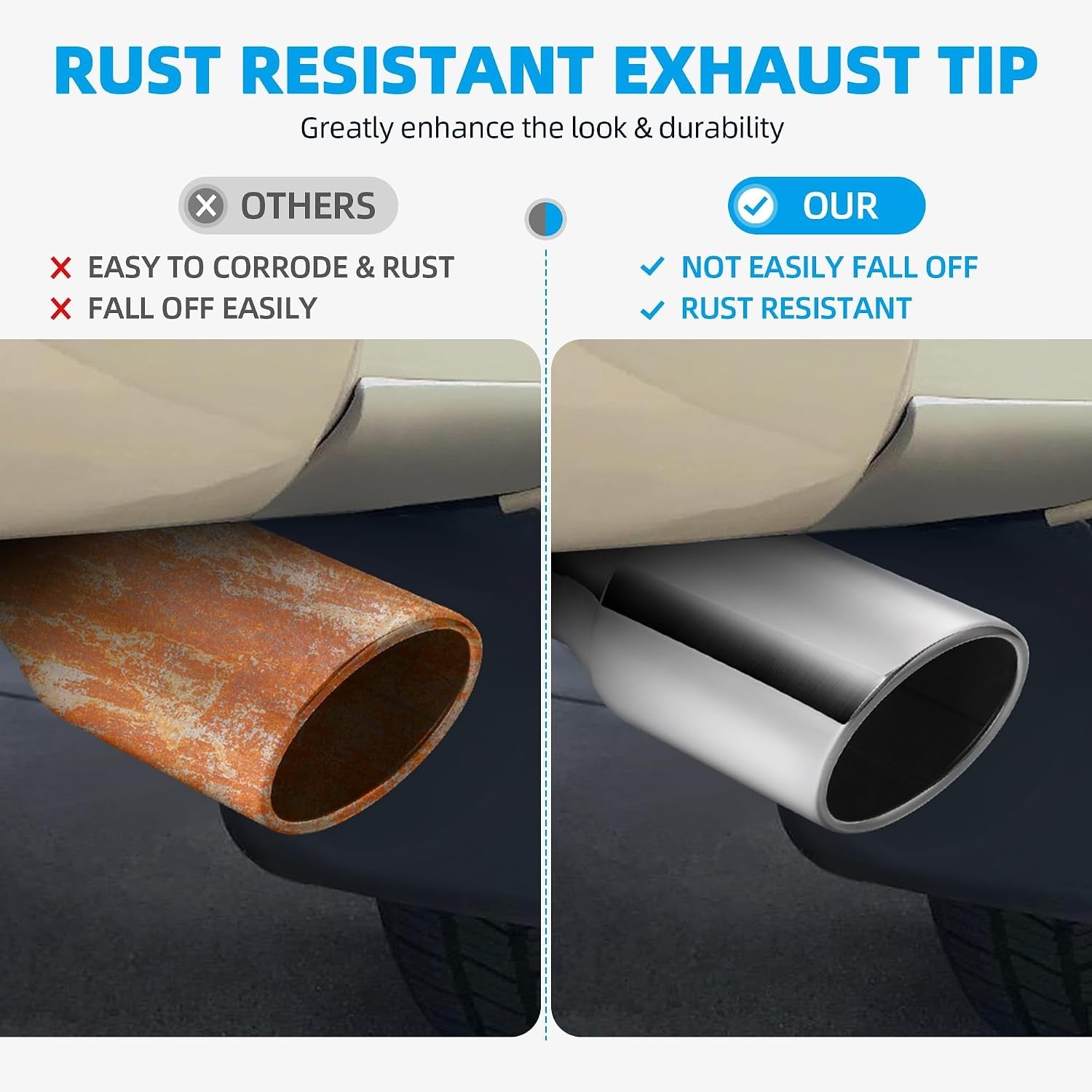 2.5" Inlet Universal Diesel Truck Exhaust Tip, 4in Outlet x 9in Overall Length
