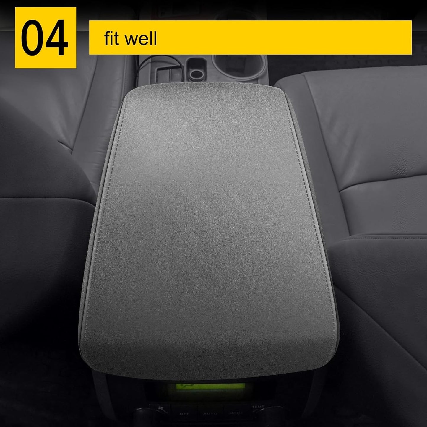 Armrest Console Covers for 2008-2013 Toyota Highlander Leather Light Gray