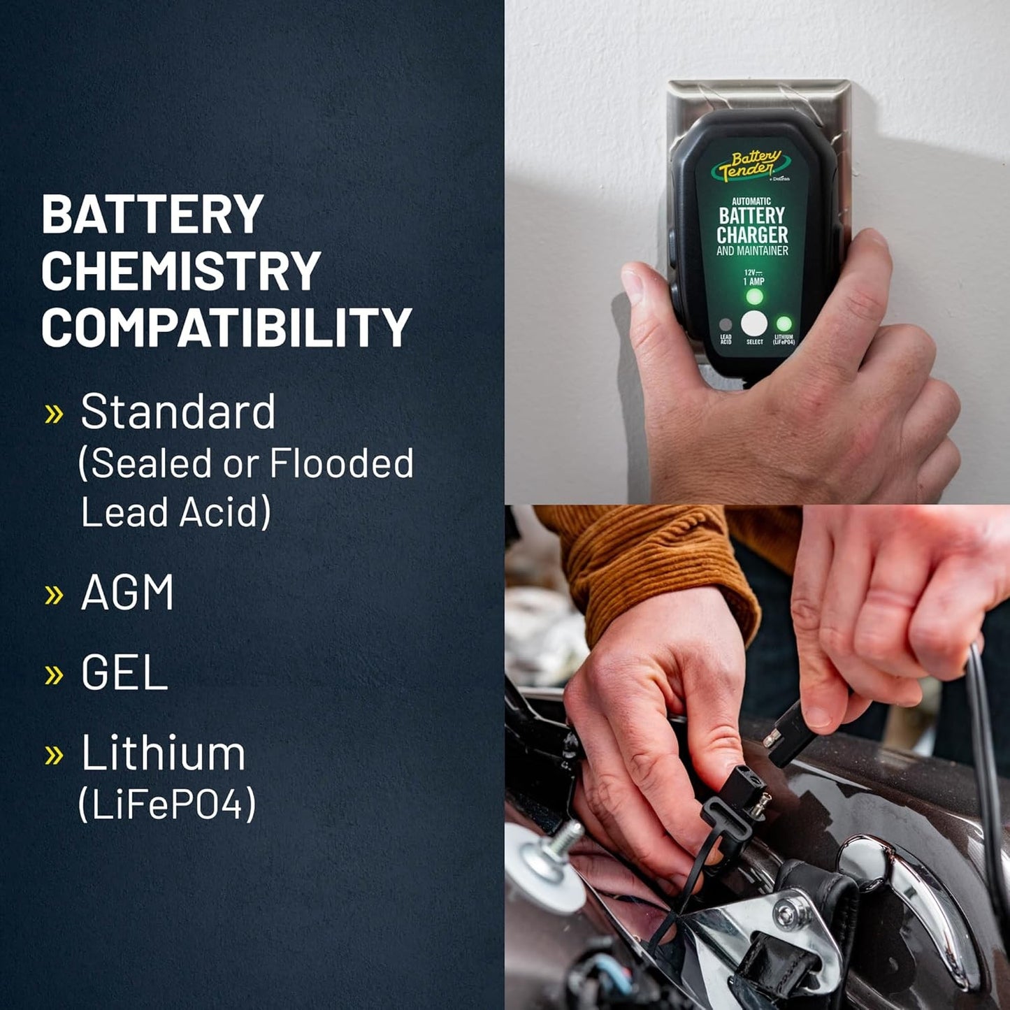 Junior 12V, 800mA Battery Charger and Maintainer for Lead Acid and Lithium