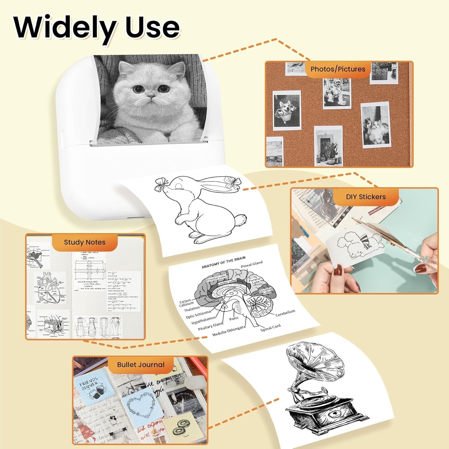 Print Pods Mini Sticker Printer, Sticker Printer, Mini Printer for Study Notes