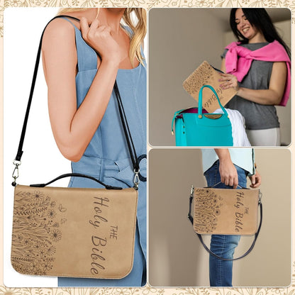 Bible Cover Case for Women PU Leather Bible Covers with Handle and Detachable