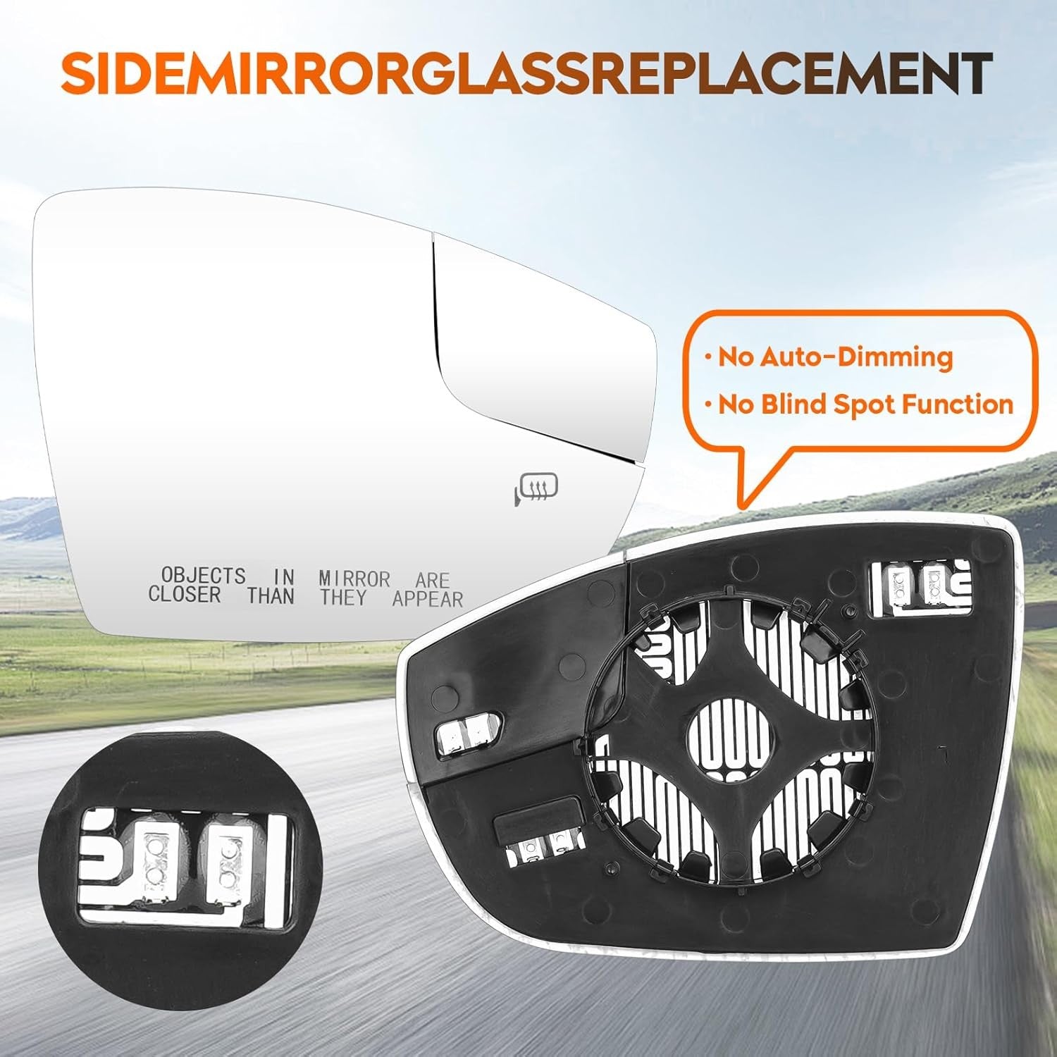 Side Mirror Glass Fit for Ford Focus 2012-2018 Passenger Right Heated Side View