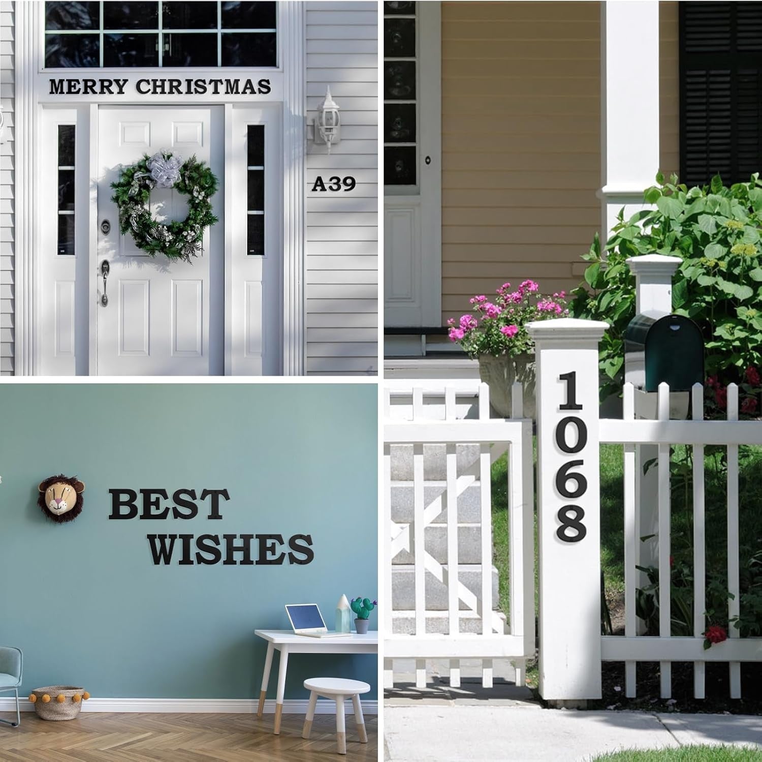 4 Inch Floating Metal House Numbers and Metal letters Black Modern Door Number X