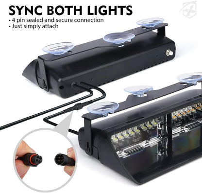 2×11 inch High Intensity White Amber 32 LED Emergency Strobe Dash Lights