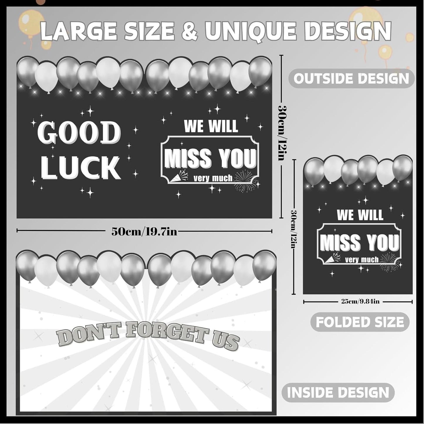 We Will Miss You Retirement Card Large, Farewell Card for Coworkers, Black