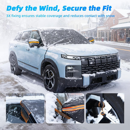[2026 Upgraded] Car Windshield Cover for Ice and Snow [700D Waterproof Fabric]