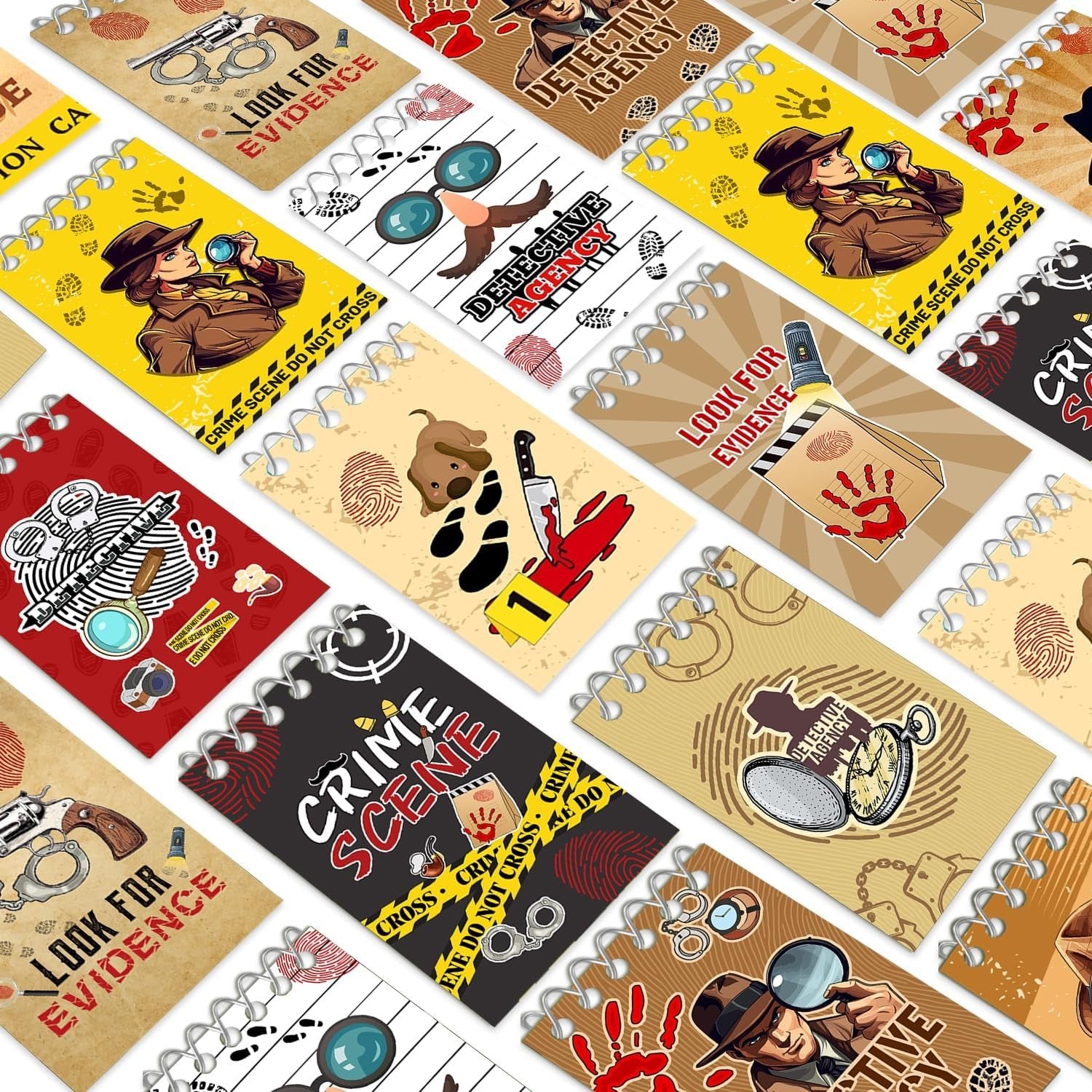 24 Pcs Detective Mini Spiral Notebooks, Detective Pocket Notepads Journal Memo