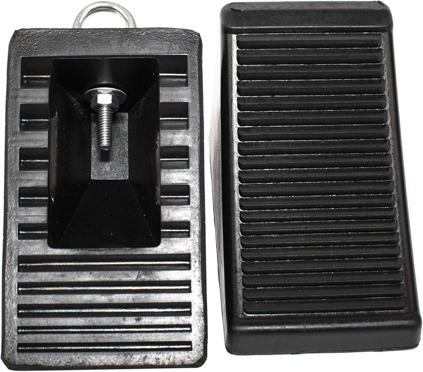 50011 Heavy-Duty Rubber Wheel Chocks with Eyebolt, Anti-Slip Design 2 Pack