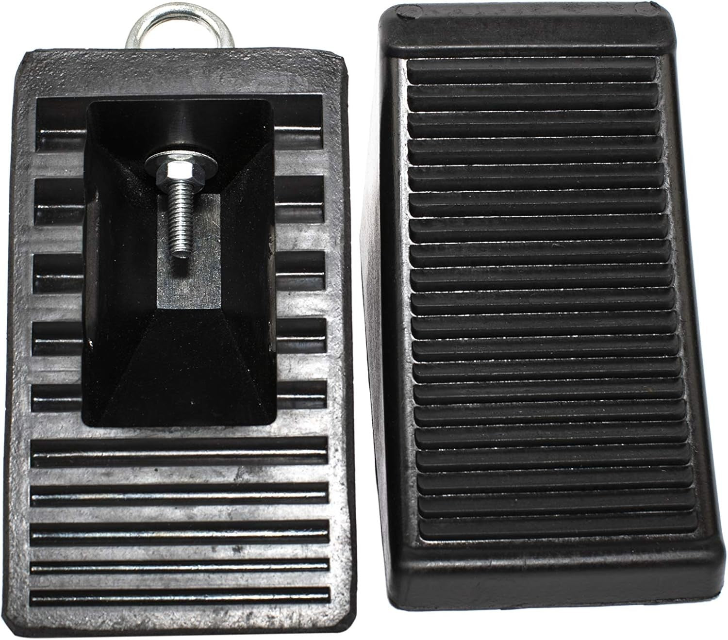 50011 Heavy-Duty Rubber Wheel Chocks with Eyebolt, Anti-Slip Design 2 Pack