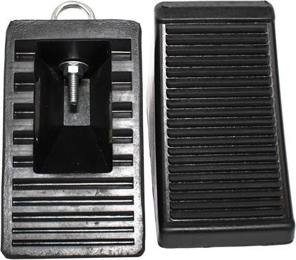 50011 Heavy-Duty Rubber Wheel Chocks with Eyebolt, Anti-Slip Design 2 Pack
