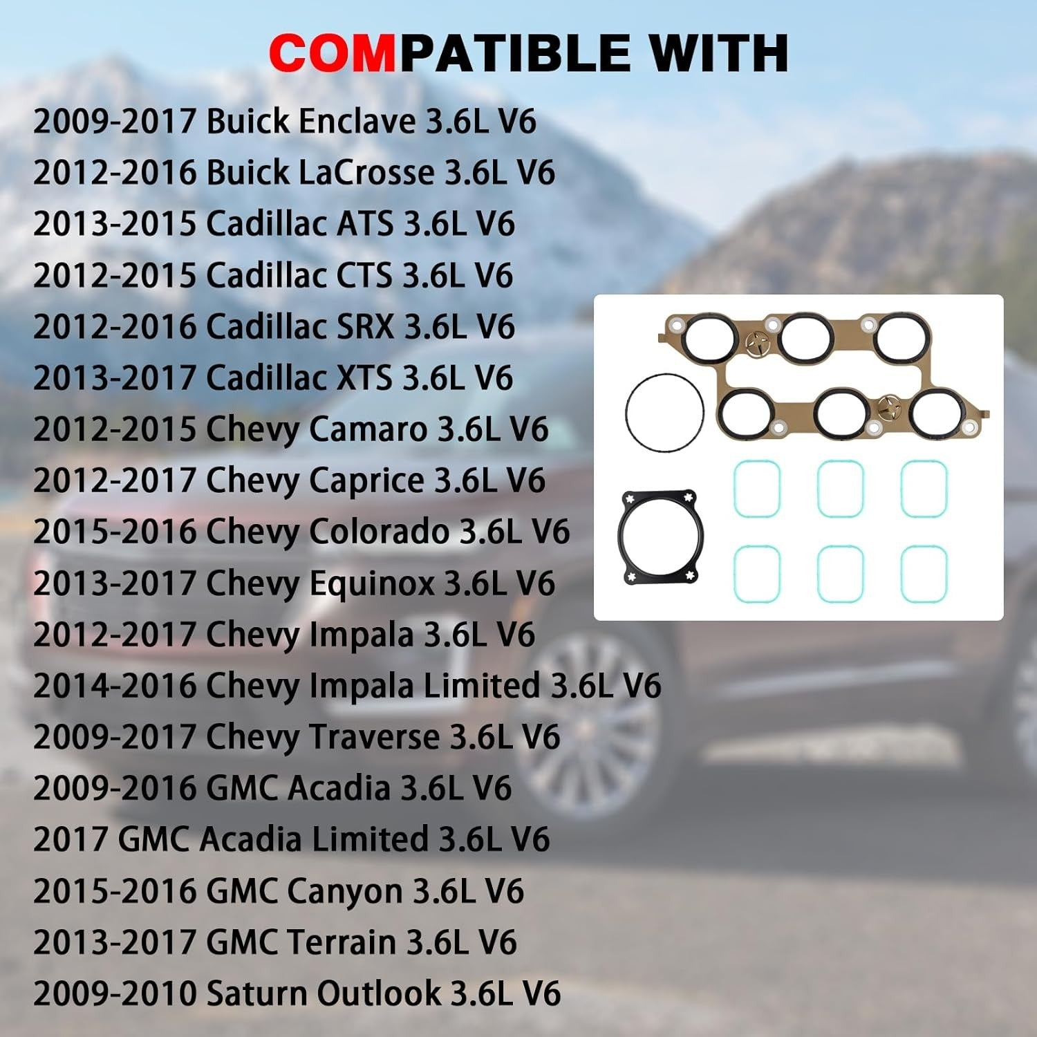 Lower Upper Intake Manifold Gasket Set with 3.6L Chevy Cadillac Buick GMC