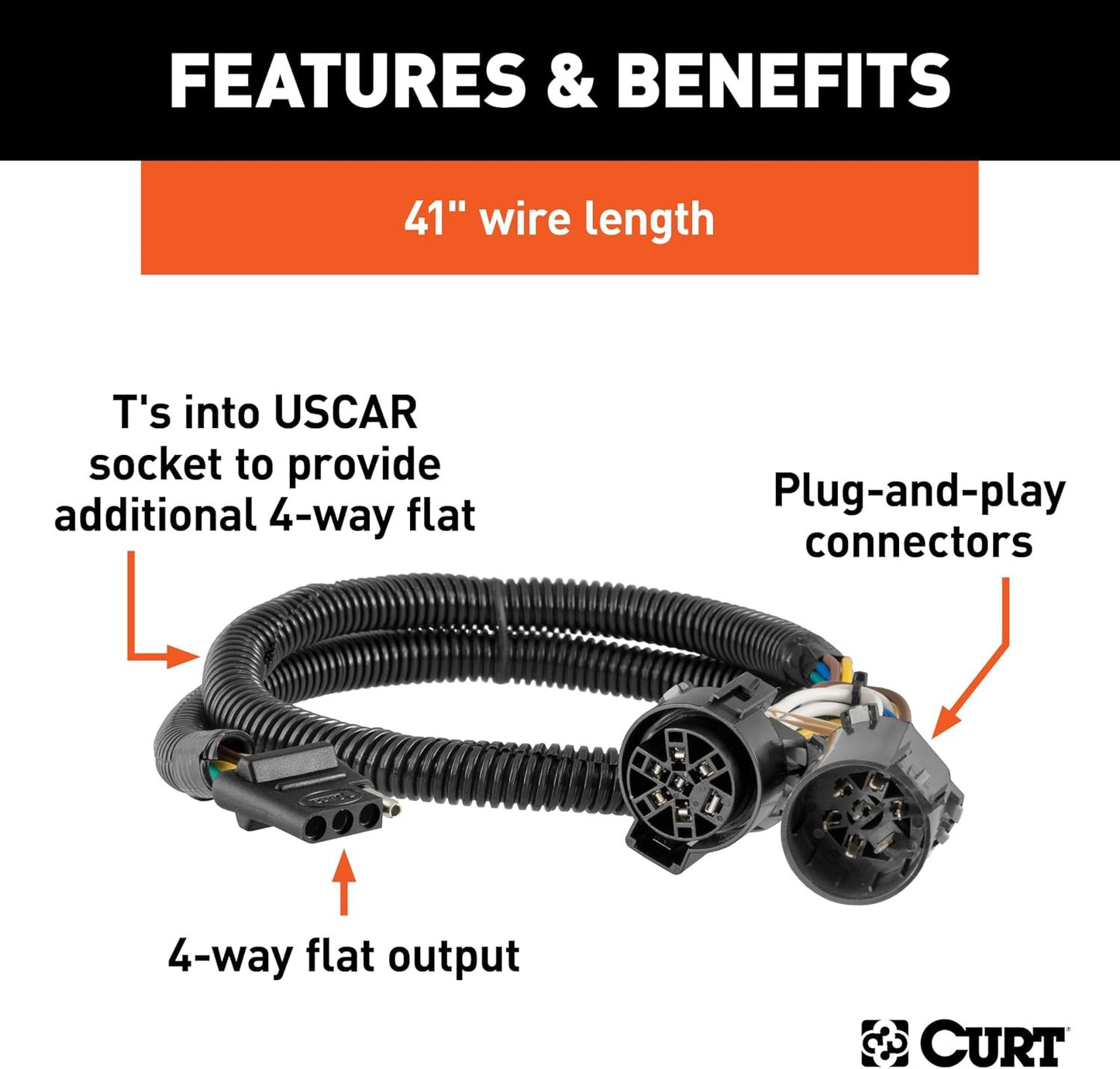 55384 Replacement Vehicle-Side USCAR 4-Way Flat Trailer Wiring Harness