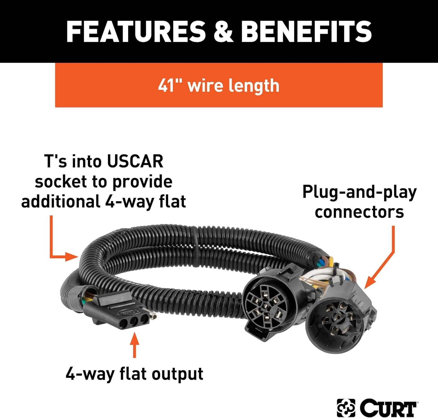 55384 Replacement Vehicle-Side USCAR 4-Way Flat Trailer Wiring Harness