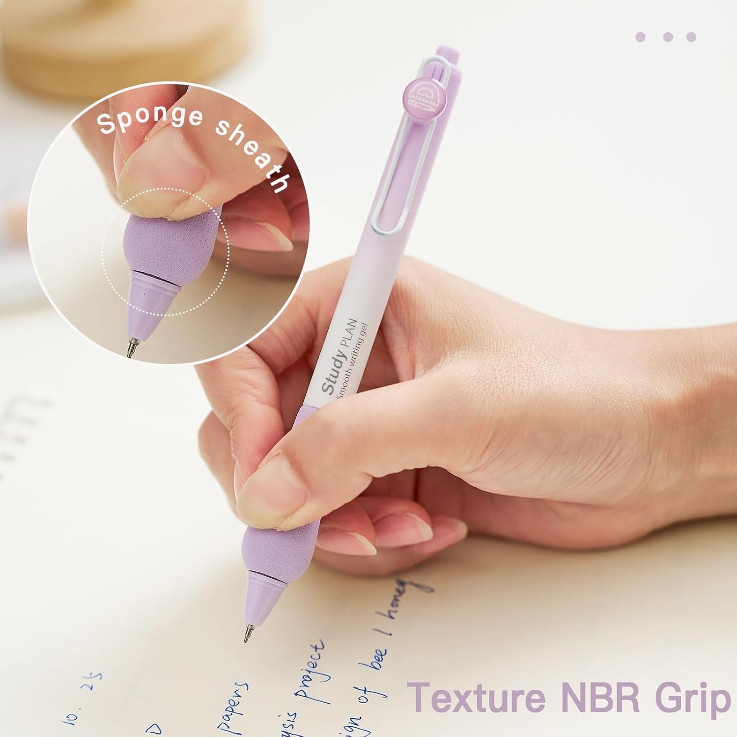 6 Pack Retractable Black Gel Pens, 0.5mm Fine Point Ergonomic Grip Smooth
