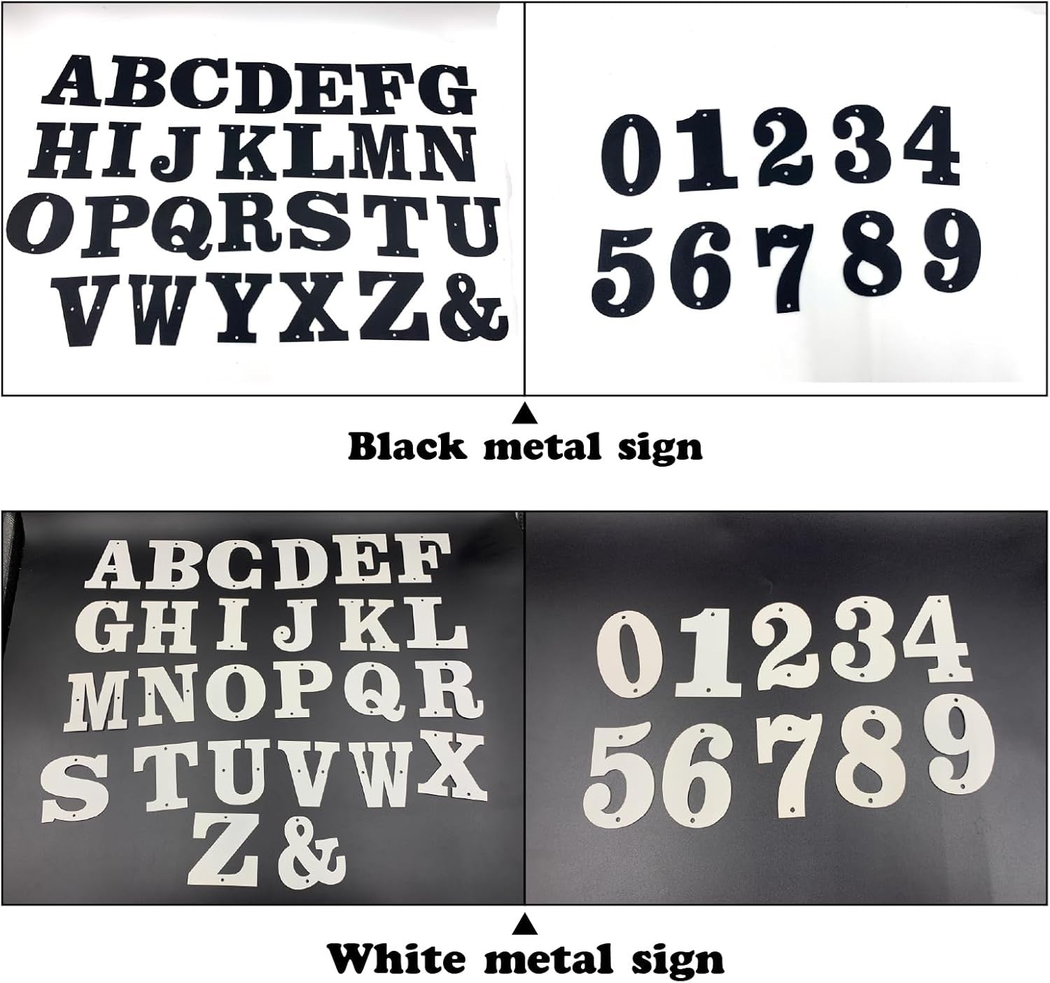 Modern Metal House Numbers and Letters - Weatherproof Black Coating, Black,U
