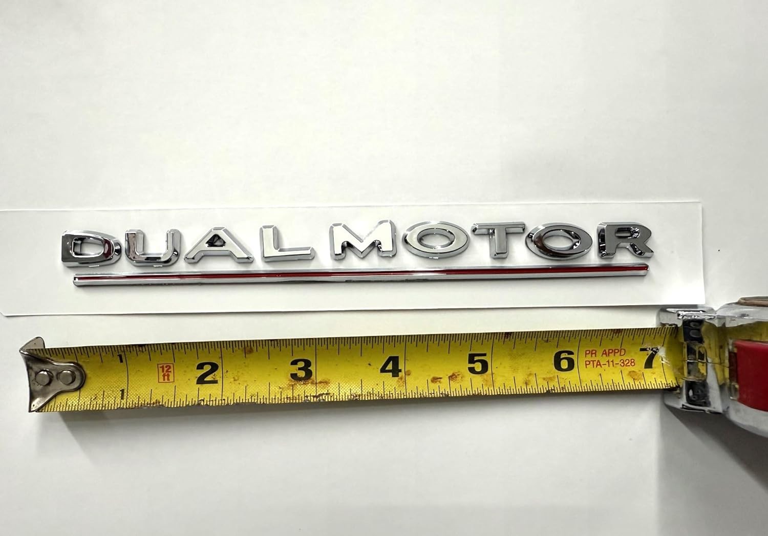 Dual Motor Emblem Sticker for Tesla, Chrome Red Line ABS Underline Badge Letters
