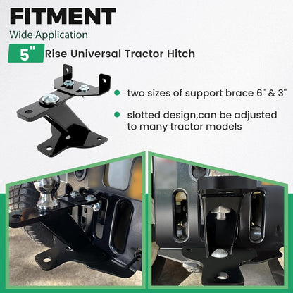 Universal 3-Way Lawn Garden Tractor Hitch with John Deere Cub Cadet Husqvarna