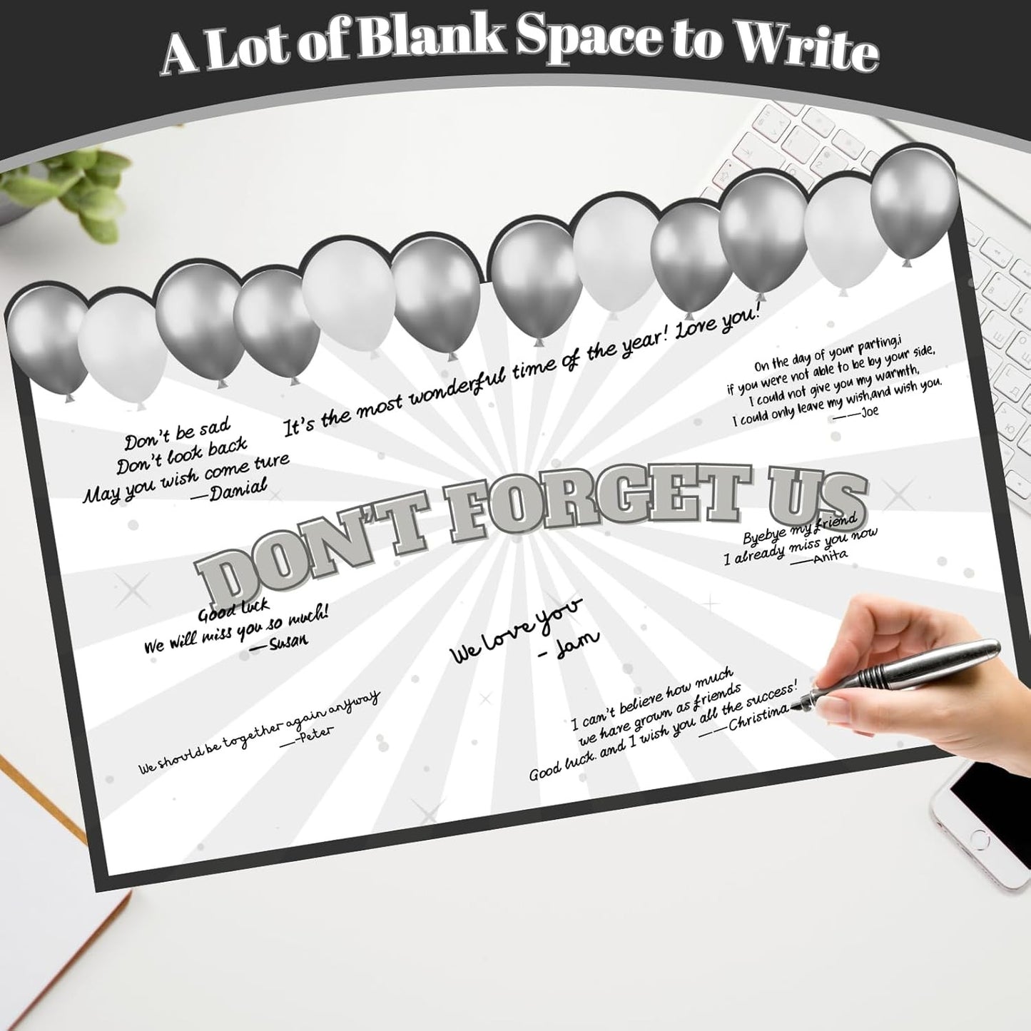 We Will Miss You Retirement Card Large, Farewell Card for Coworkers, Black