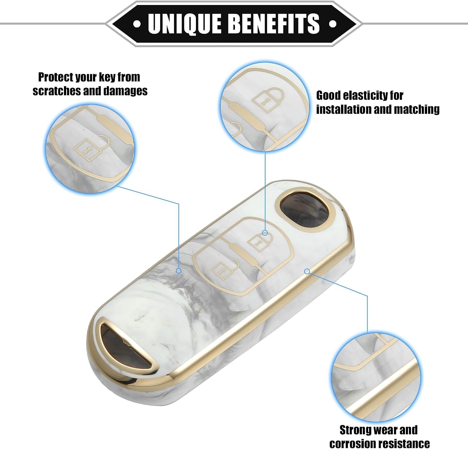 Key Fob Cover Compatible for Mazda CX-3 CX-4, 2 Button Porcelain Pattern Fashion