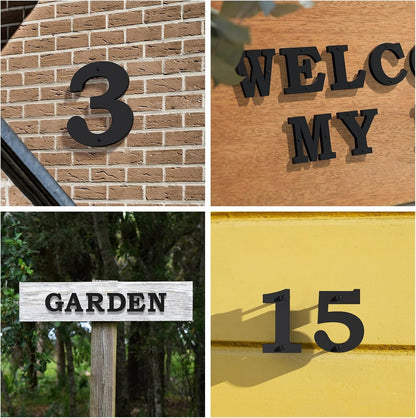 4 Inch Floating Metal House Numbers and Metal letters Black Modern Door Number X