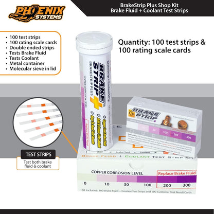 BrakeStrip Plus Service Center Kit. Double Ended Brake Fluid Plus Coolant Test