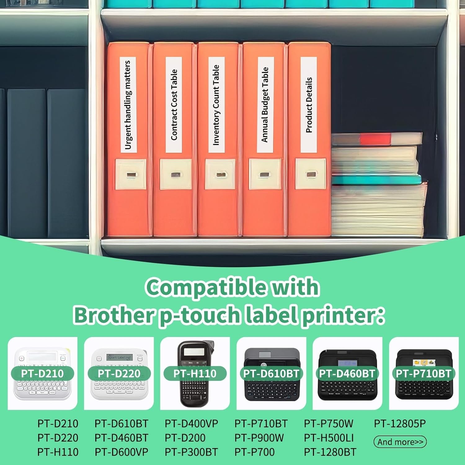 5-Pack TZe-231 Label Tape, 12mm Black on White for Brother Label Makers