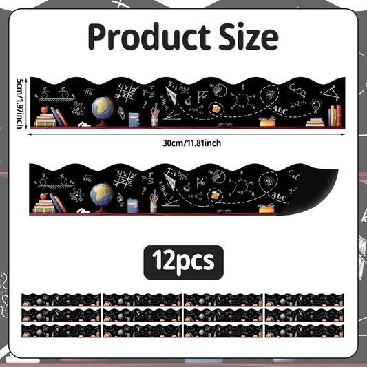 12pcs Magnetic Bulletin Board Borders 11.81x1.97in Blackboards Chalk Style