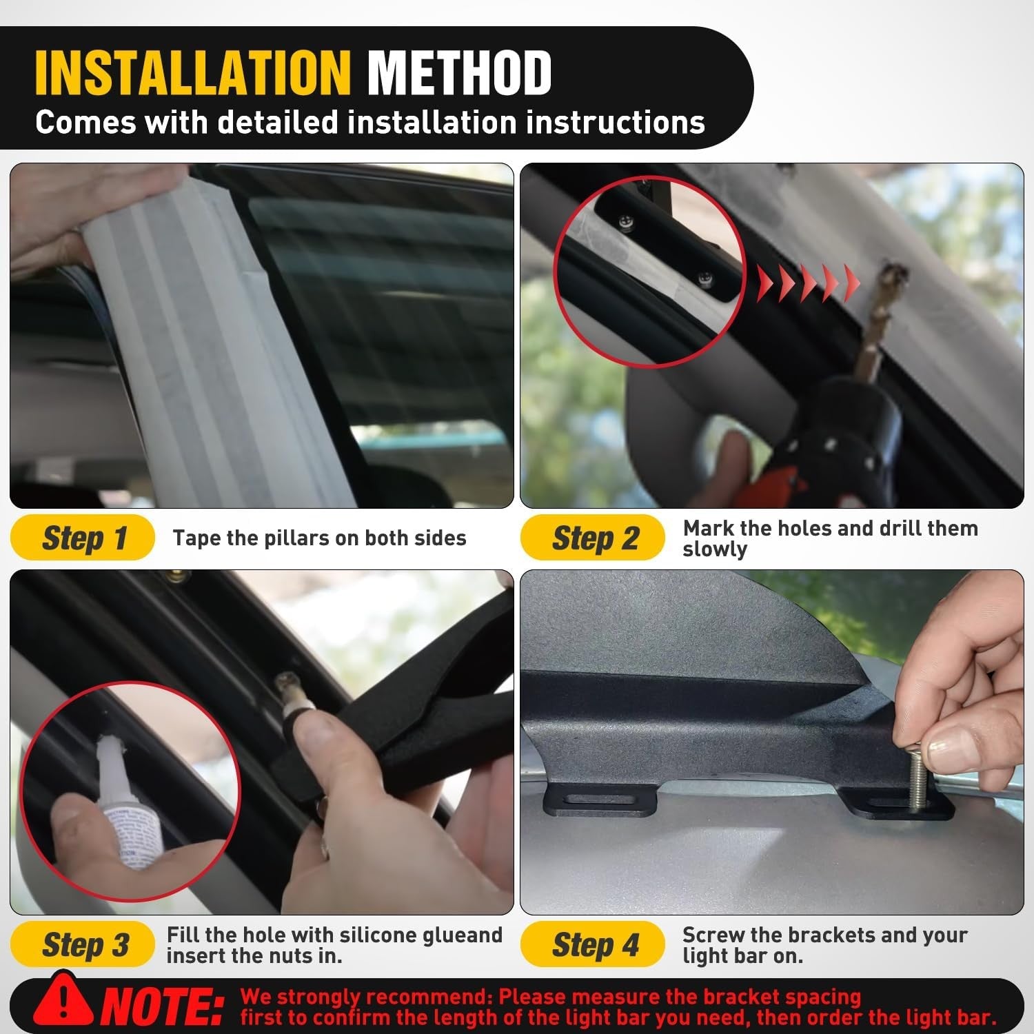 52 inch Curved LED Light Bar Bracket Mounting Upper Windshield Roof Cab Brackets