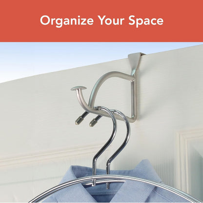 Stratford Satin Nickel Over The Door Hook Valet for Hanging Clothes Towels Robes