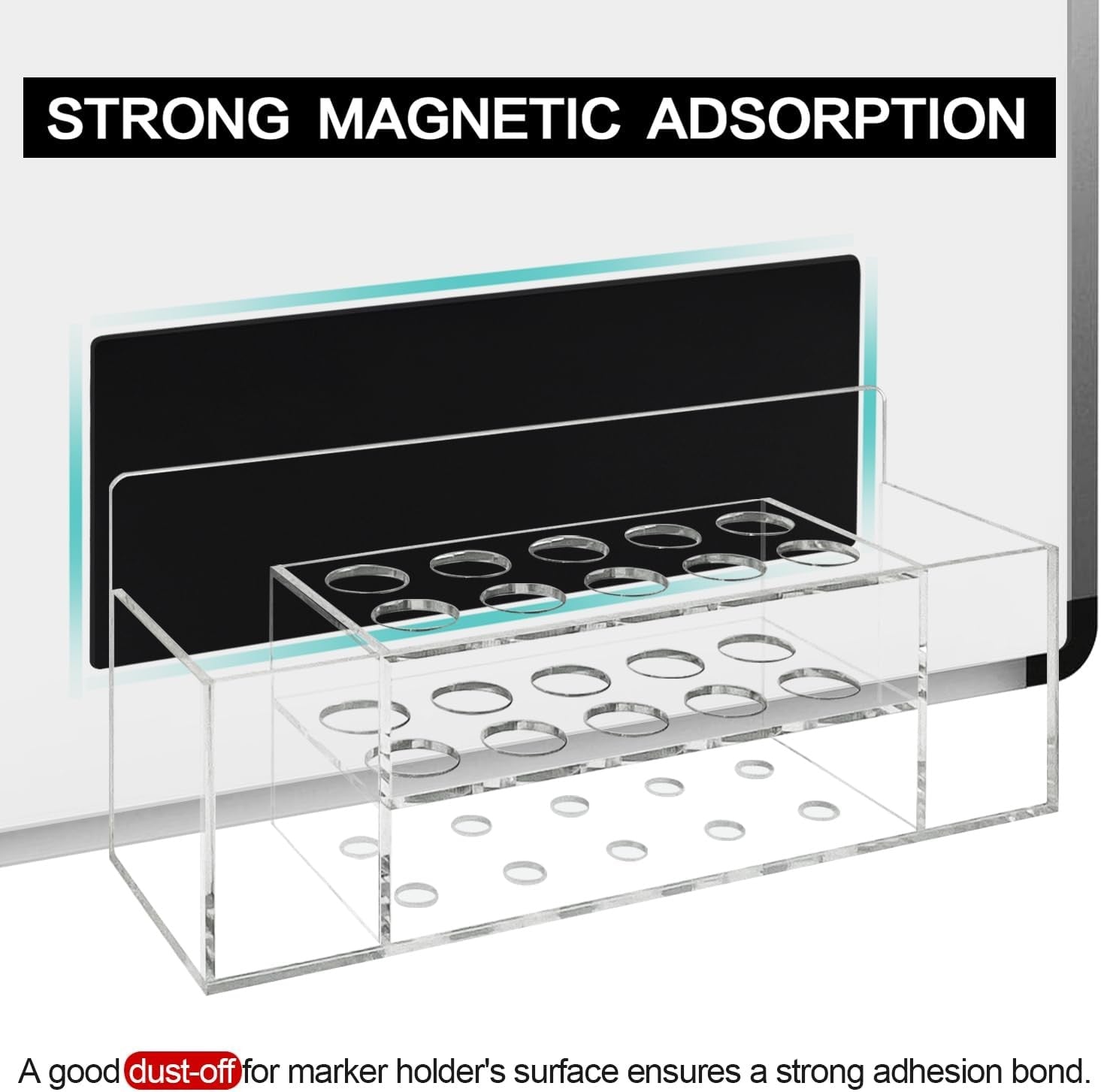 Acrylic Magnetic Dry Erase Marker Holder 10 Slots Clear Magnetic Marker Pen