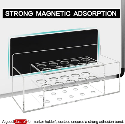 Acrylic Magnetic Dry Erase Marker Holder 10 Slots Clear Magnetic Marker Pen