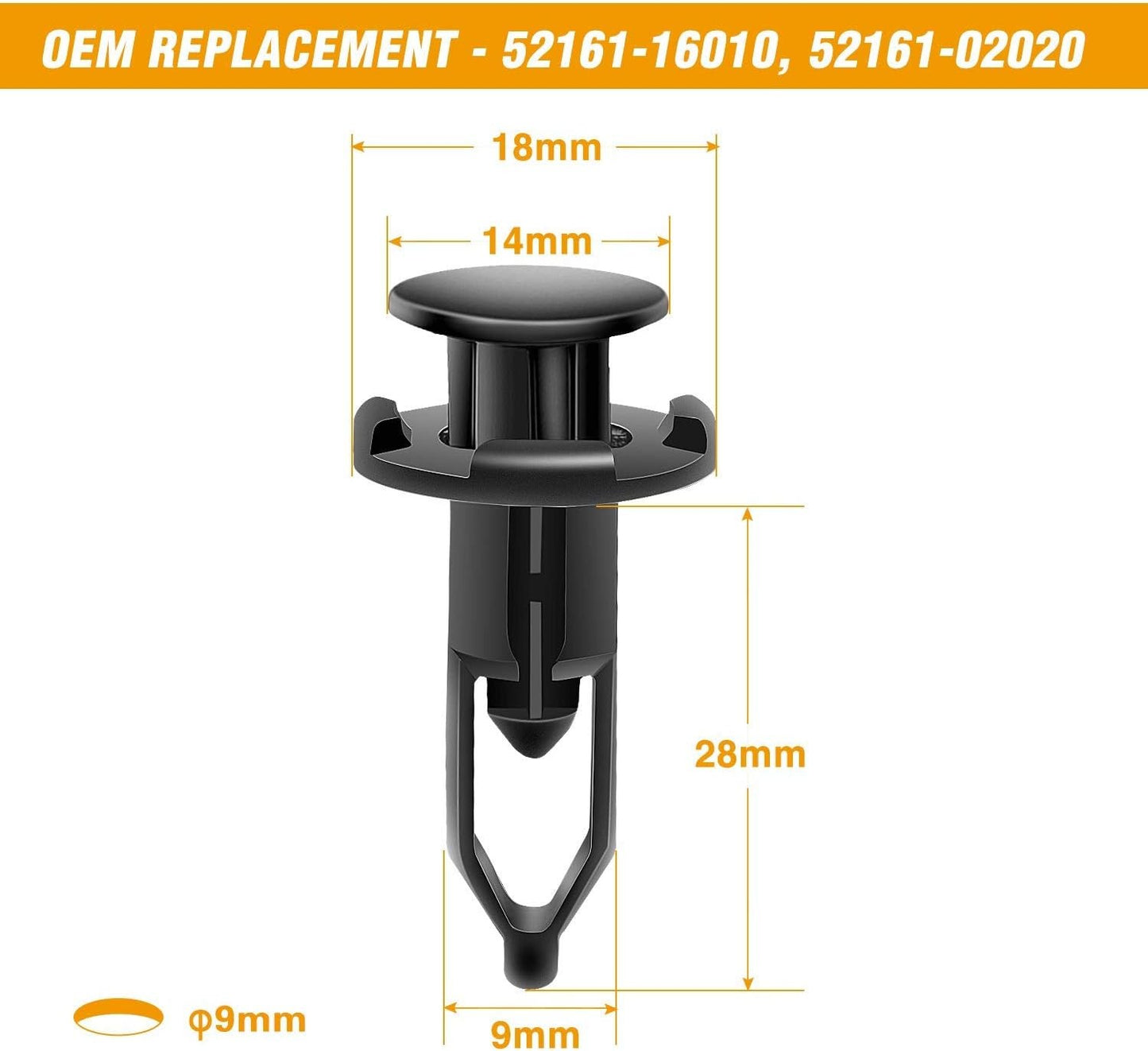 100PCS 6.5mm 7mm 9mm Compatible with Toyota Push Type Retainer 90467-10183