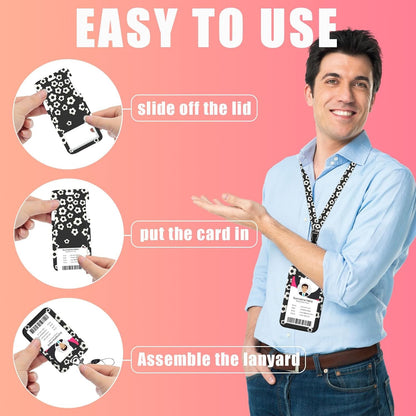 Groovy Floral ID Badge Holder with Lanyards, Detachable Lanyards for ID Badges