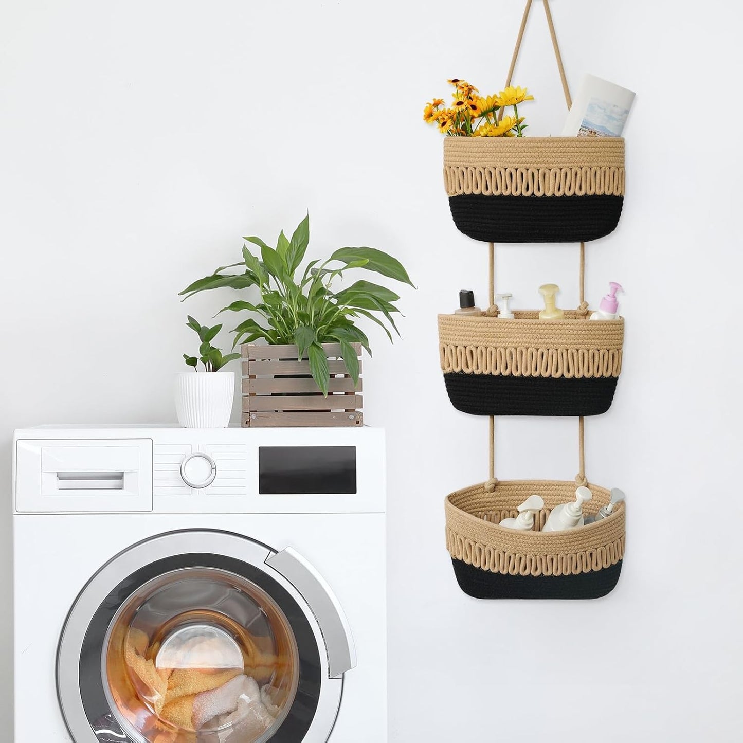 Over the Door Hanging Baskets for Organizing, 3-Tier Hanging Wall Basket Storage