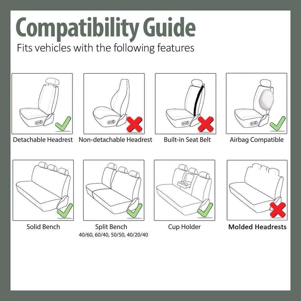Full Set Cloth Car Seat Covers, Universal Fit, Low Back Front Seat Covers
