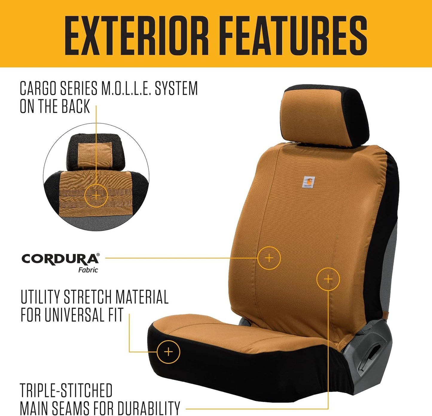 Universal Nylon Duck Canvas Fitted Bucket Seat Cover, Durable Seat Protection
