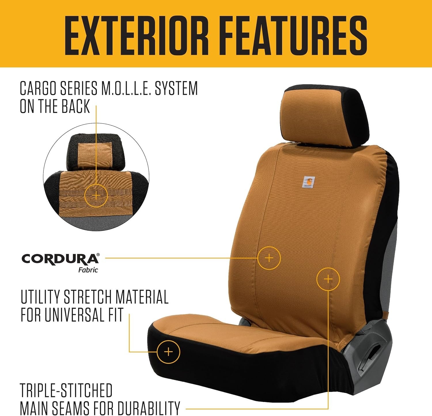 Universal Nylon Duck Canvas Fitted Bucket Seat Cover, Durable Seat Protection