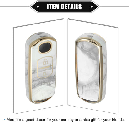 Key Fob Cover Compatible for Mazda CX-3 CX-4, 2 Button Porcelain Pattern Fashion