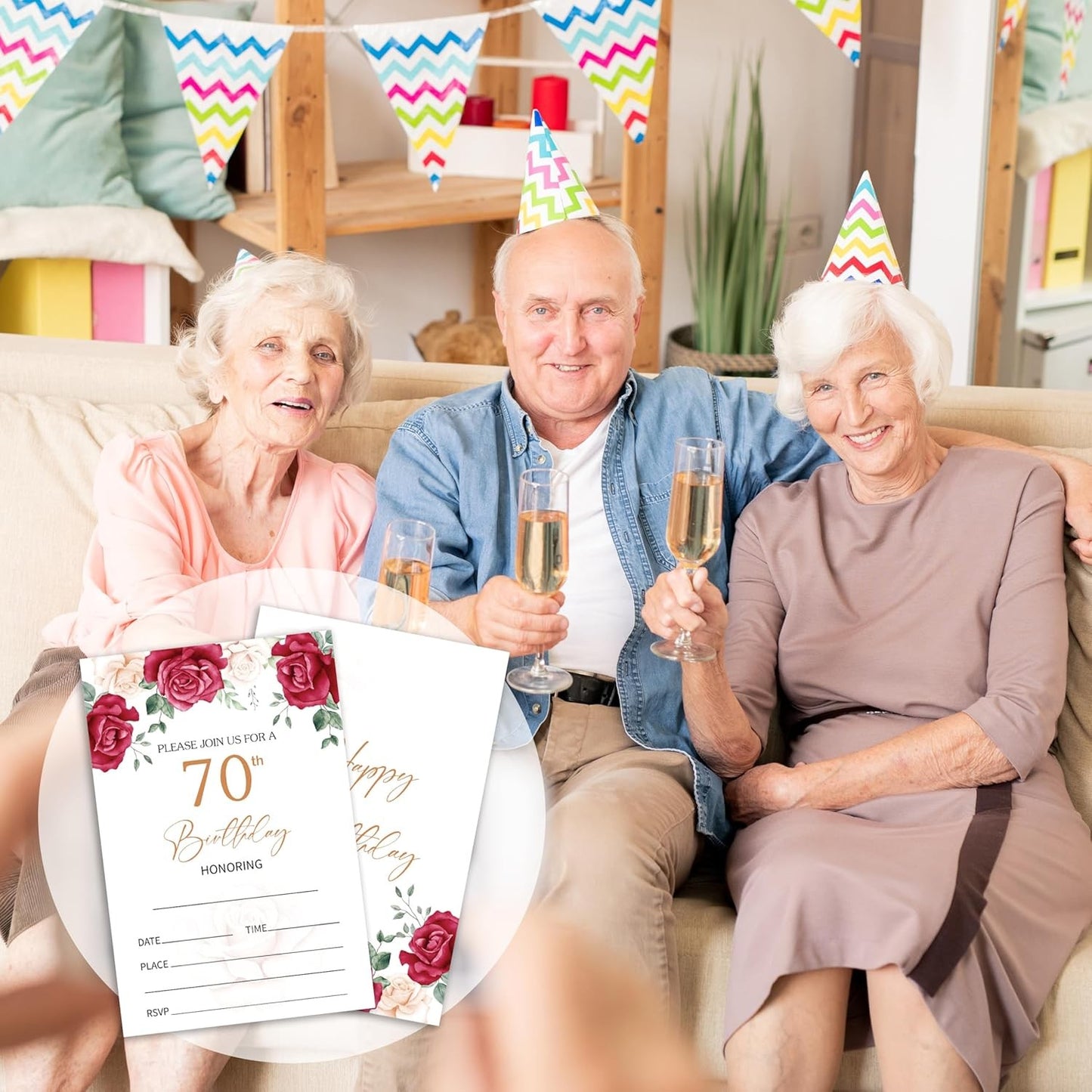70th Birthday Invitations for Women, 70th Birthday Party Invitations Adult