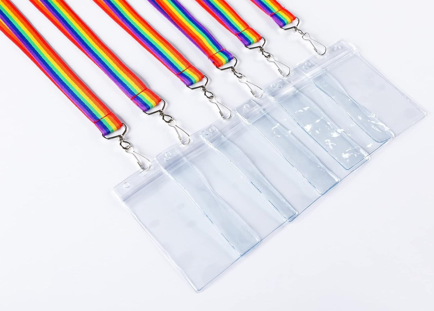 12 Pack Rainbow Lanyard for ID Badges, Colorful Durable Cruise Lanyard