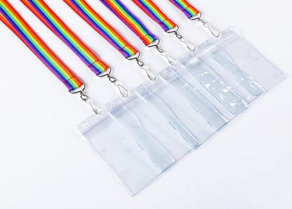 12 Pack Rainbow Lanyard for ID Badges, Colorful Durable Cruise Lanyard