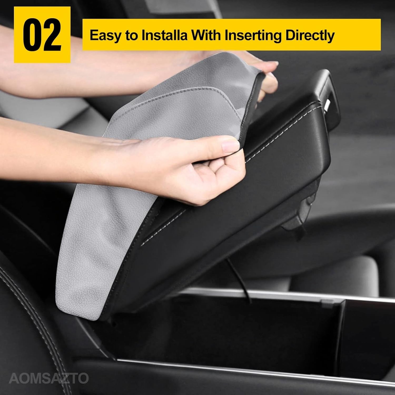 Armrest Console Covers for 2008-2013 Toyota Highlander Leather Light Gray