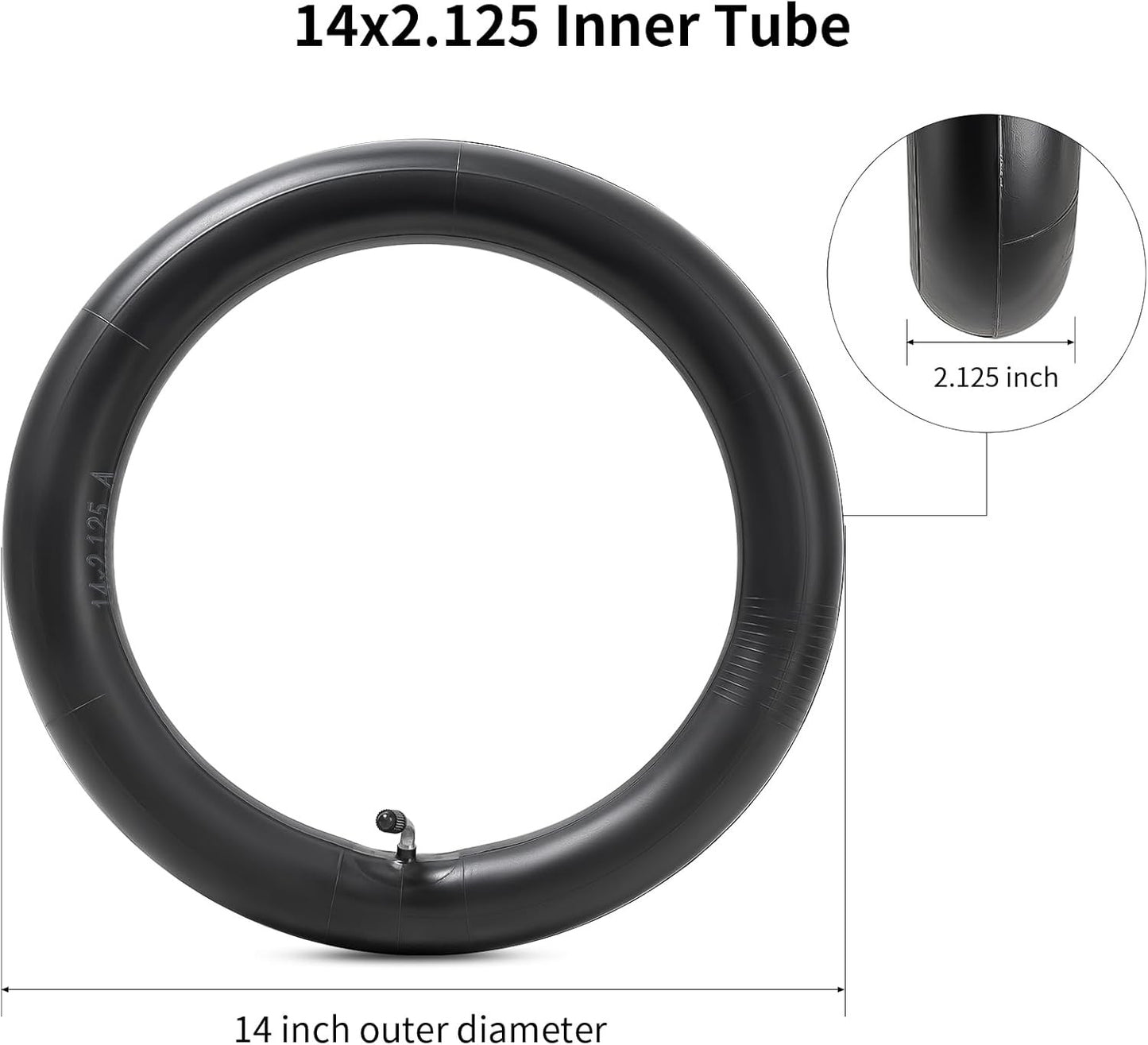 14x2.125 Butyl Bike Inner Tube 14 Inch Bike Tube with CR202 Bent Valve Stem 2Pcs
