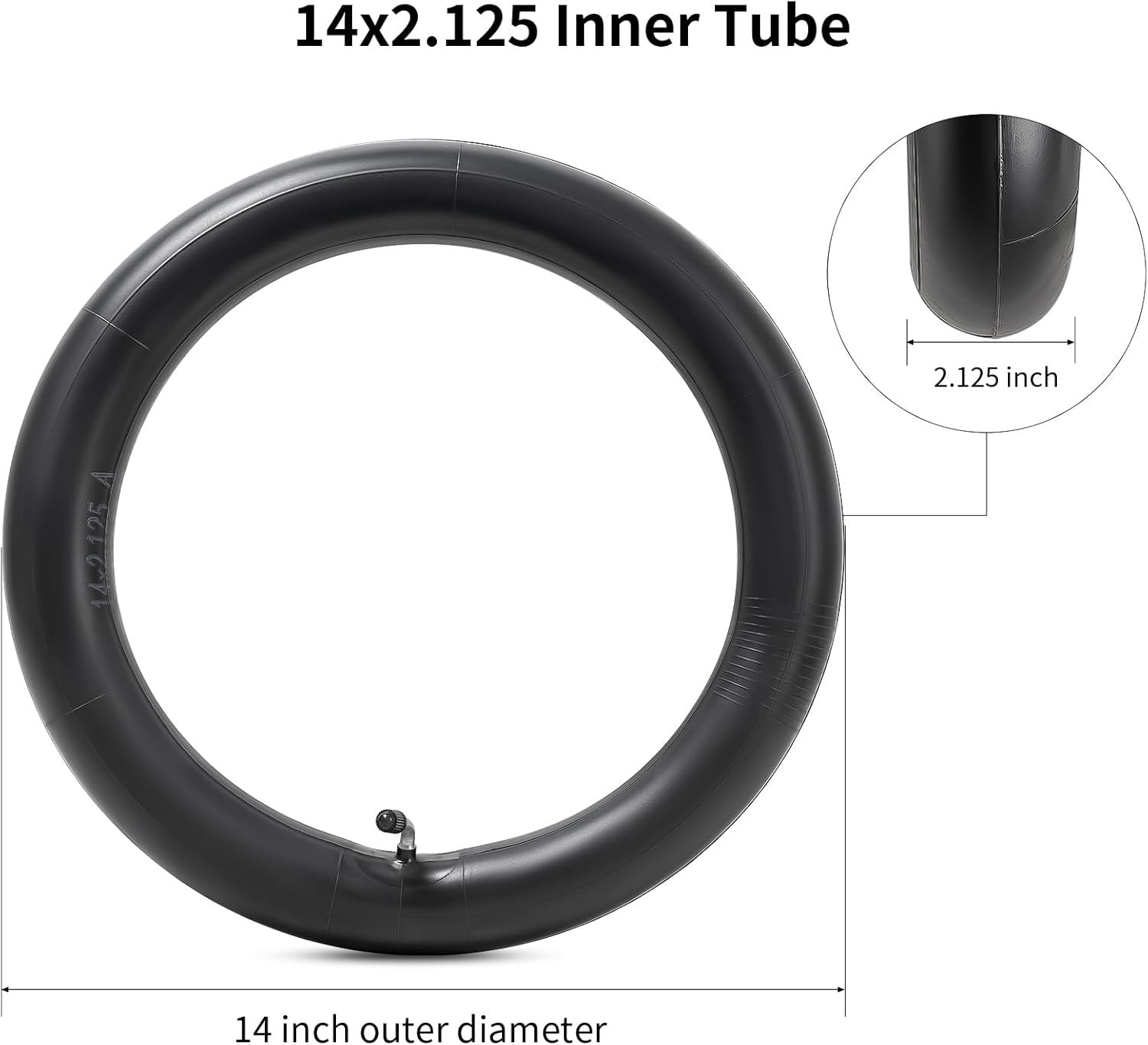 14x2.125 Butyl Bike Inner Tube 14 Inch Bike Tube with CR202 Bent Valve Stem 2Pcs