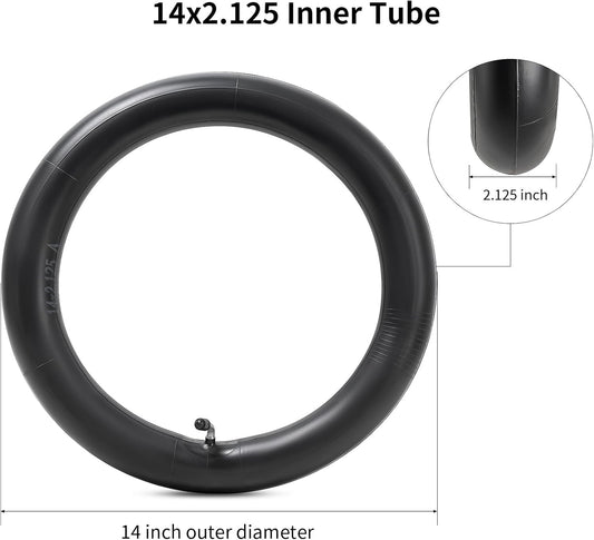 14x2.125 Butyl Bike Inner Tube 14 Inch Bike Tube with CR202 Bent Valve Stem 2Pcs