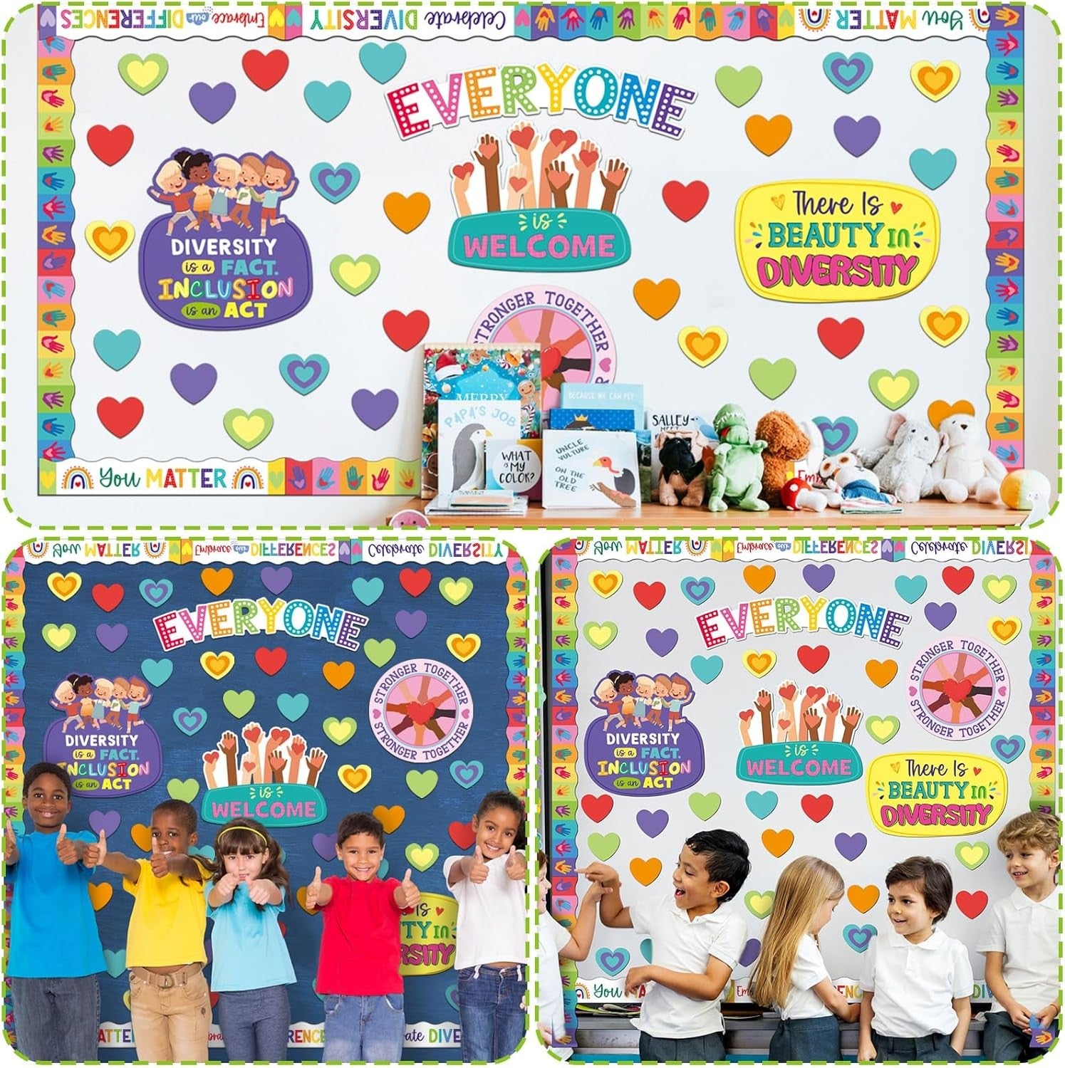 81 Pcs Diversity Bulletin Board Set Inclusive Everyone is Welcome Classroom